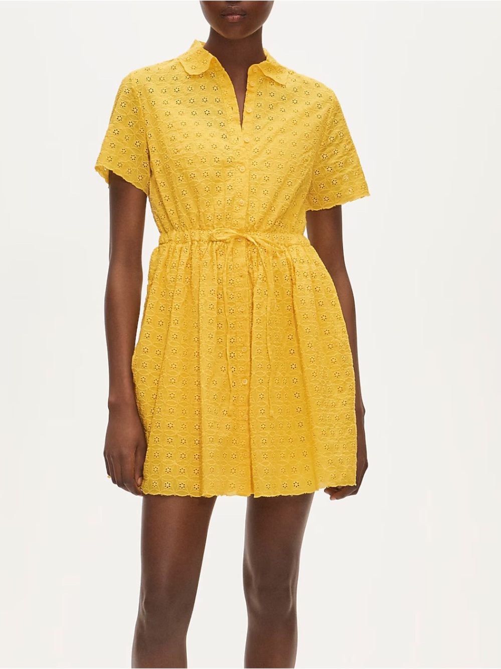 NWT J.Crew Mini Cerise Shirt-Dress 2 Eyelet Cotton Poplin Yellow Pockets Lined